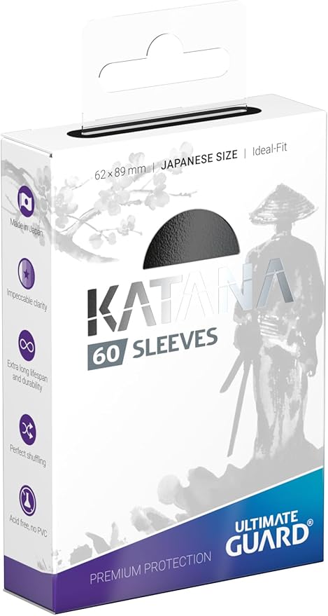 Ultimate Guard Katana Card Sleeves: 60 Japanese Size TCG Sleeves, 62 x 89mm, Black Back, Tournament Sleeves, No PVC & Acid-Free, High Clarity