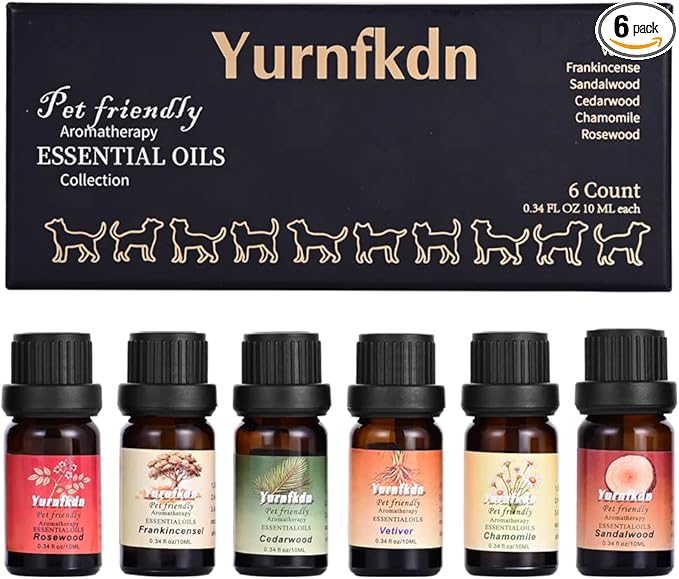 Pet Friendly Aromatherapy Essential Oils Collection,Safe for Dogs and Cats,Natural Relaxation and Stress Relief,Suitable for Aromatherapy Diffuser Bottles,Incense Sticks, and Candles Making (6, small)