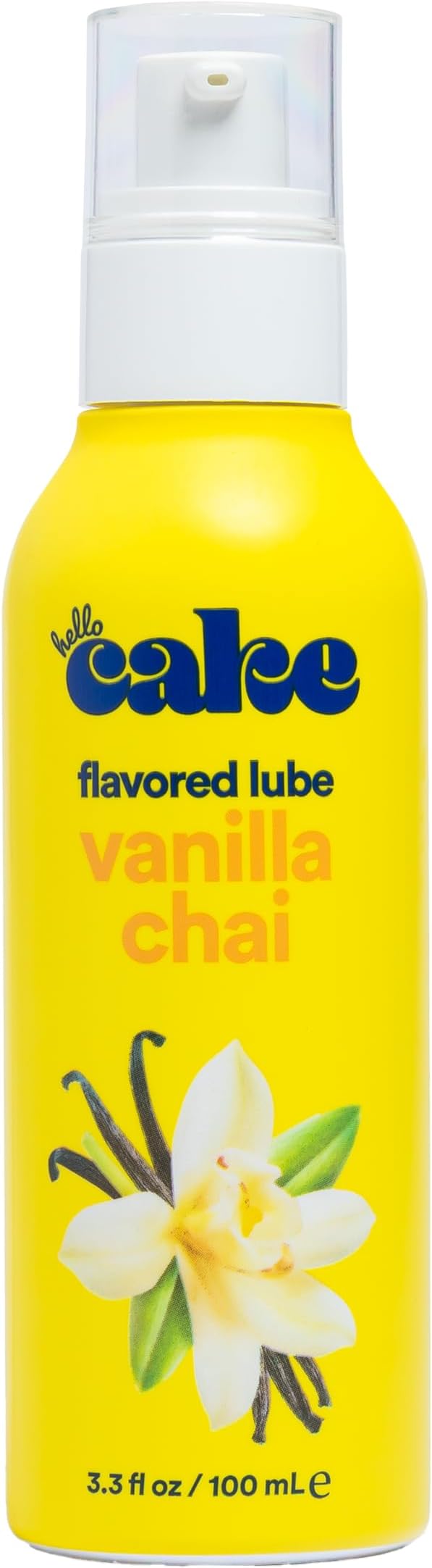 Hello Cake Vanilla Chai Flavored Lube - Sugar-Free Water-Based Personal Lubricant for Men, Women, and Couples, 3.3 fl oz
