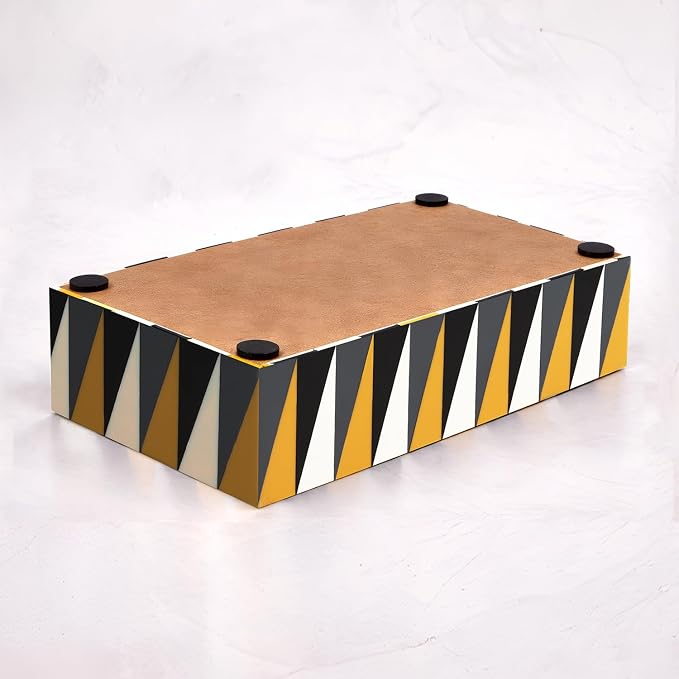 Handicrafts Home Decorative Storage Box with Lid, Box for Remote Controls, Coffee Table Storage Organizer, Keepsake Decorative Box for Living Room, Shelf & Hallway Decor, Puzzle Guild 10 x 4.5 x 2.5