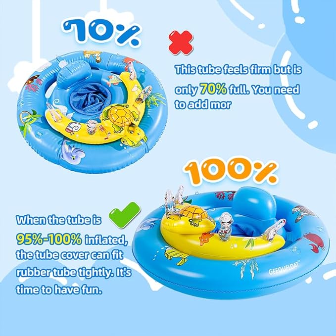 Baby Pool Float,Extra Wide Infant Pool Float,Baby Floaties 6-12 Months,Toddler Swim Float with Canopy Removable UPF50+ Sun Protection＆Toy Play Console,Adjustable Safety Seat,Toddler Floaties (Blue)