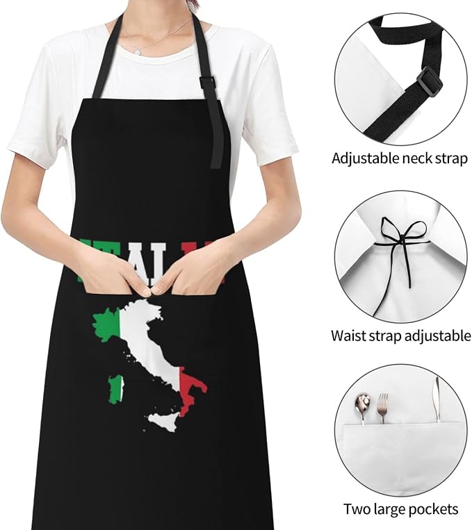 Cute Flag Kitchen Cooking Aprons for Women Men Adjustable Patriotic Flag Apron with 2 Pockets for Home Kitchen Garden