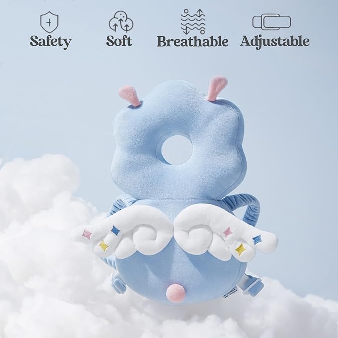 Adjustable Baby Head Protection Backpack with Knee Pads for Crawling, Soft, Breathable and Safe