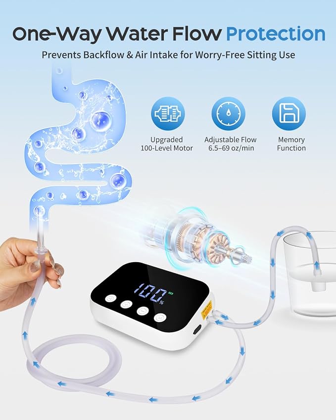 Electric Enemas for Colon Cleanse for Women Men, Coffee Enema Coffee Organic Kit, 100 Adjustable Water Pressure with Led Display, Portable with Type-C Charging & Storage Bag