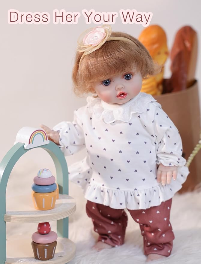 Baby Dolls, 18 Inch Realistic Reborn Full Vinyl Baby Doll with Curly Hair, Hand-Painted Lifelike Details & Cozy Outfit for Girls Ages 3+, Pretend Play, Display & Collection (Green)