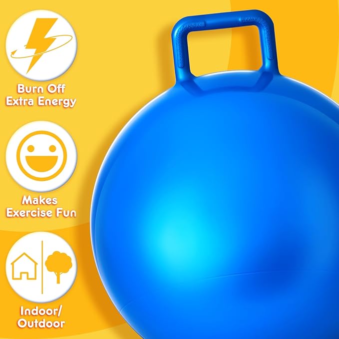 Meooeck 9 Pcs Hopper Ball 31 Inch Jumping Hopping Outdoor Bouncy Ball with Handles and Air Pump for Sports School Games Exercise(Multicolor)