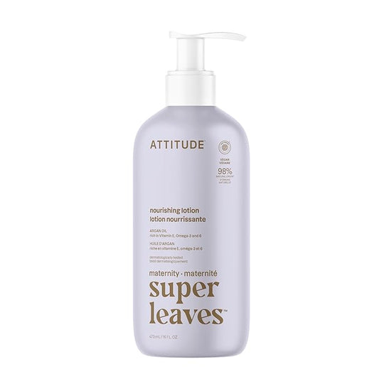 ATTITUDE Pregnancy Nourishing Body Lotion, EWG Verified, Dermatologically Tested, Plant and Mineral-Based, Vegan Maternity Products, Argan Oil, 16 Fl Oz