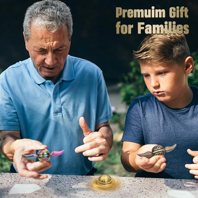 Brass Fidget Hand Spinner for Kids & Adults, Metal Finger Spinner Spinning Toys for Anxiety Relief, Reducing Boredom Cool Gadget Christmas Birthday Gifts Stocking Stuffer for Boys Age 3-12