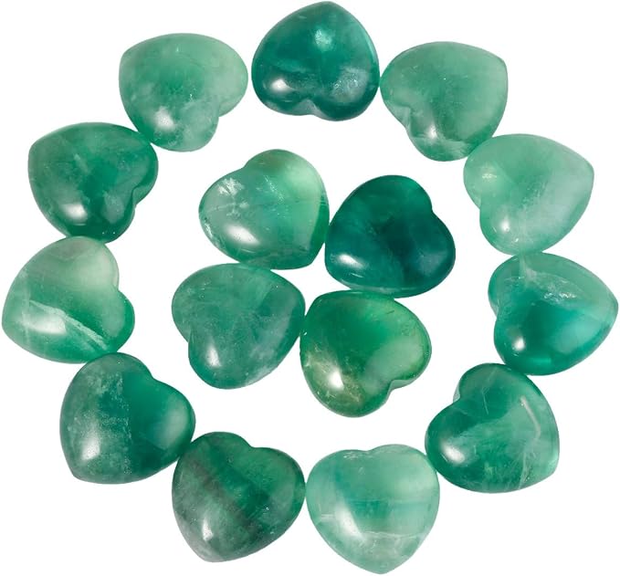 SUNYIK Assorted Natural Gemstones Carved Puff Heart Pocket Stone Set, Healing Palm Crystal Set for Christmas, Pack of 8(1")