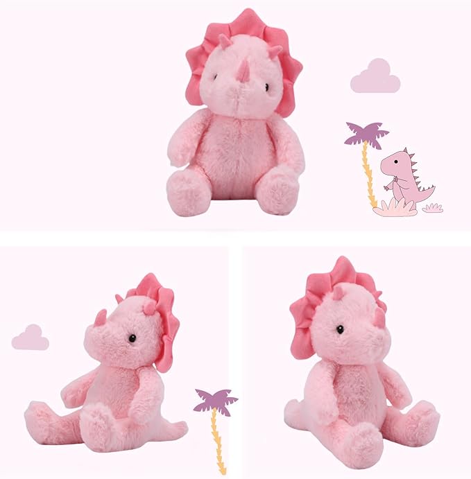 Pink Dinosaur Stuffed Animals for Girls, Dinosaur Toys for Kids 3-5, Soft Plush for Baby and Toddlers, Gifts for Mom Sister Daughter, Xmas Birthday Gift for 4-6, 6-8 Year Old
