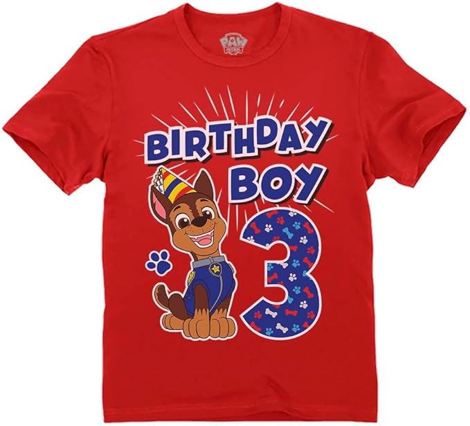 Paw Patrol Chase 3rd Birthday Boy Shirt - Toddler T-Shirt Gift Outfit for Party - Clothes for 3 Year Old Boys