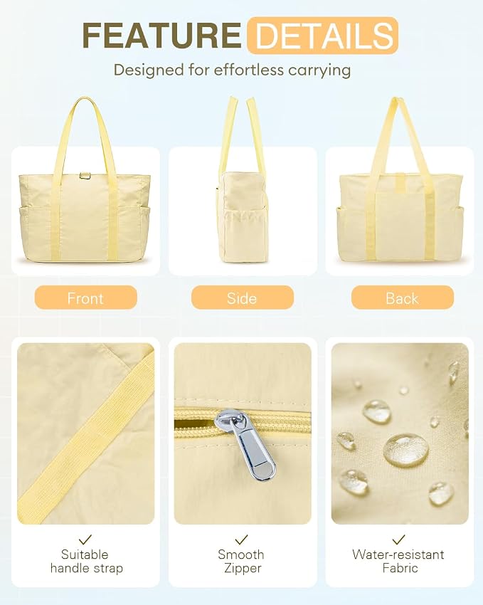 Tote Bag for Women, 26L Capacity Travel Purses Work Bag, Small Zipper Tote Bag for Travel Nurse Gym Teacher
