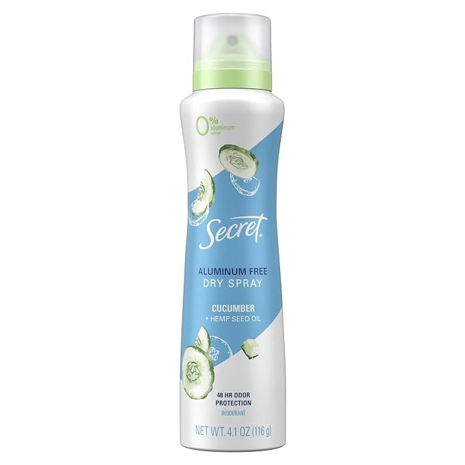 Secret Dry Spray Aluminum Free Deodorant for Women, Refreshing Cucumber, 4.1 oz