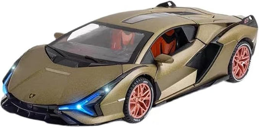 SASBSC Lamb Toy Cars Sian Diecast Metal Model Car with Light and Sound Fkp3 Pull Back Car Toys for 3+ Year Old Boys (Green-1 24)