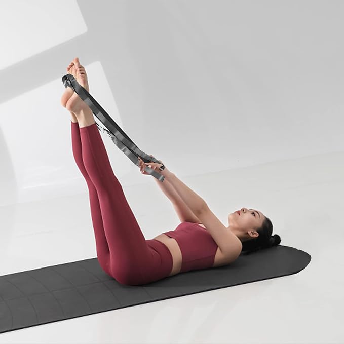 SANKUU Yoga Straps Stretching Strap with 12 Loops Workout Poster, Straps for Stretching Physical Therapy Equipment Long Stretch Out Bands for Exercise, Pilates and Gymnastics for Women Men