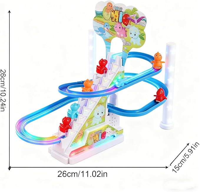 Dinosaur Climbing Toy Set Electric Light Slide Climbing Toys for Automatic Stairs,Playful Santa Race Game Christmas Roller Climbing Toys with LED Light and Music for Toddlers Boys Girls