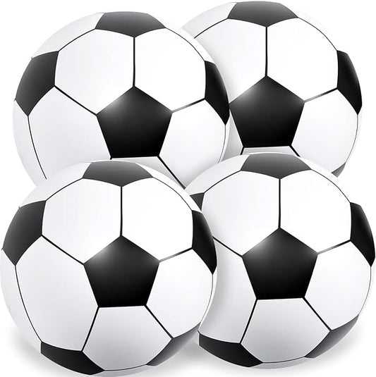 Lewtemi 4 Pcs Inflatable Beach Soccer Ball for Kids 27" Giant Inflatable Football Large Sport Balls for Kids Outdoor Activity Game Pool Toys Decoration Party Favor