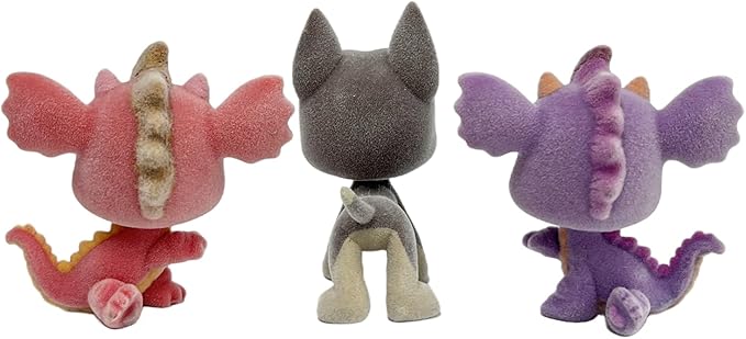 3pcs/Set Custom Flocked Pet Shop Toys Short Hair Cat Kitten Collie Great Dane Cocker Spaniel Dachshund Puppy Dog OOAK Compatible with LPS (#2484 and #2660 and #817)