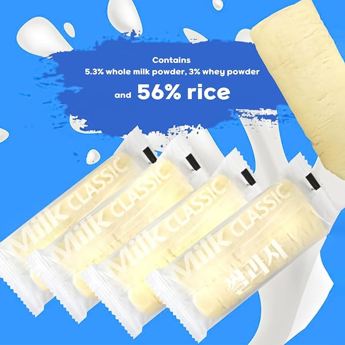 Milk Classic Korean Rice Snack 2-Pack – milk, Banana, Cheese, Egg & Melon Flavors, Crispy and Sweet Delicious Korean Treat (Milk)