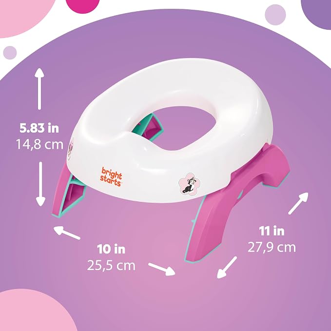 Disney Minnie Mouse 2-in-1 My Travel Potty by Bright Starts, Freestanding Potty or Toilet Topper Seat, Includes Travel Storage Bag, Pink