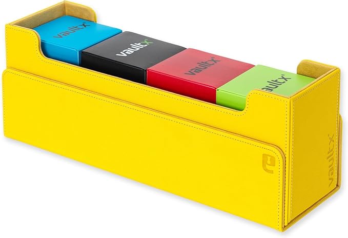 Vault X Card Storage Box, Exo-Tec Material, Detachable Magnetic Lid, with Dividers & Foam Fillers, for Trading Cards (Yellow)