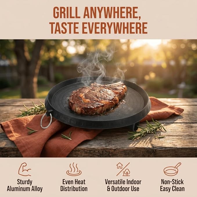 Korean BBQ Grill Pan, Nonstick Maifan Coating, Oil Drain Hole, Aluminum Alloy Plate for Home and Outdoor 11.81 In