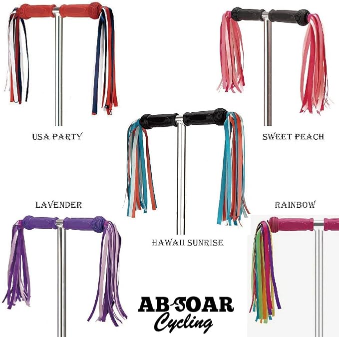 Colorful Bike Streamers Girls Boys Kids Bicycle Tassel Ribbon Handlebar Scooter Streamer 2 Pairs 18 Bands