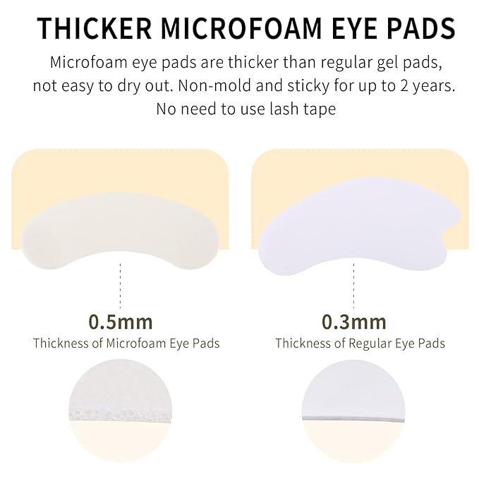 100 PCS Foam Eye Pads for Lash Extensions, Under Eye Pads for Eyelash Extensions, Micro-foam Lash Patches Lint Free, Stick Well, No Tape Needed, Hypoallergenic