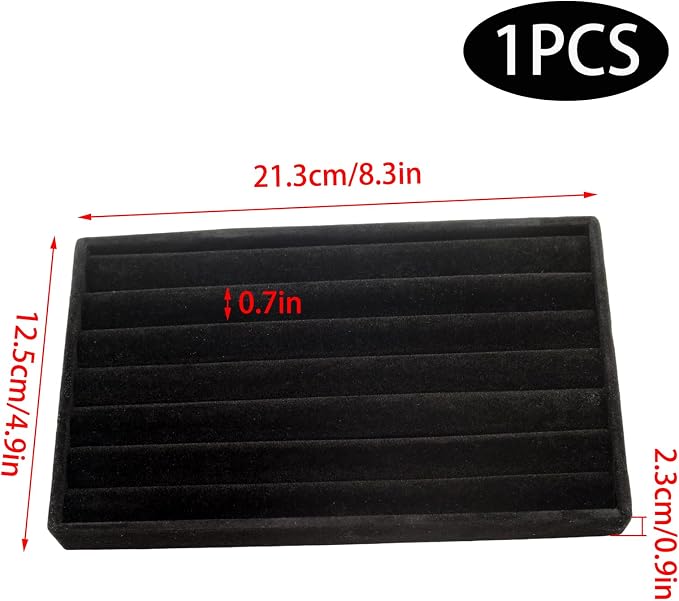 Velvet Jewelry Organizer Tray, Black 8 Rolls | Stackable Jewelry Storage Display Tray for Drawer Dresser Cloest Organizer