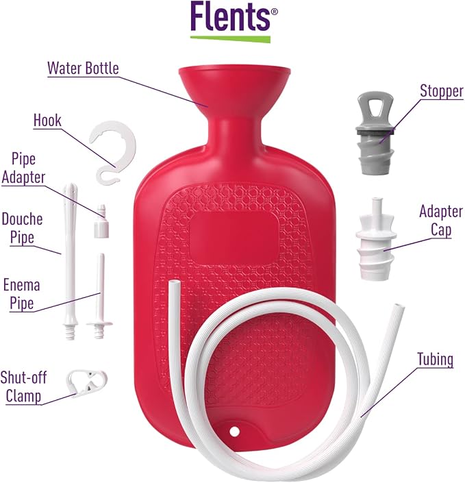 Flents Douche and Enema Combination Kit for Men and Women, Large Capacity, Multipurpose Cleaning System for Personal Hygiene, Colon Detox Cleanse, Made with Comfortable Material, (1.66 L) (Pack of 2)