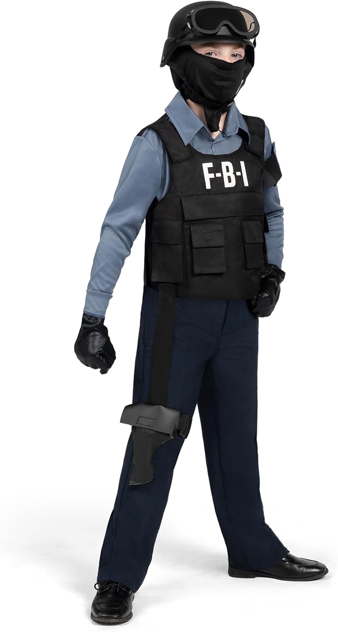 Spooktacular Creations Police Costume for Kids, FBI Cop Costume, Halloween Dress Up, Role-Playing, and Pretend Play Party