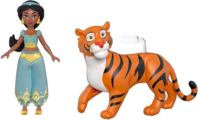 Mattel Disney Princess Jasmine Small Doll and Rajah Tiger Figure with Seat, from Mattel Disney Movie Aladdin