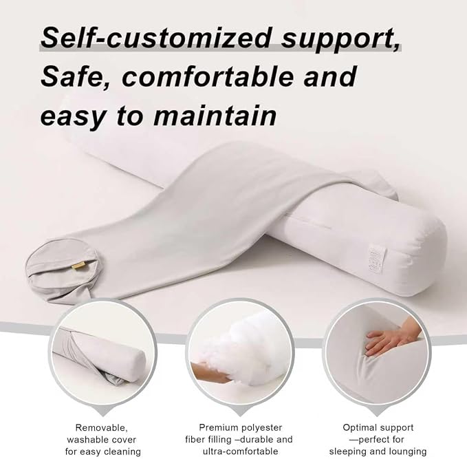 Body Pillow for Adults,Long Round Pillow,Big Cylindrical Pillow,Large Full Bolster Pillows for Side Sleepers (Silver Gray, 39.37"*7.87")