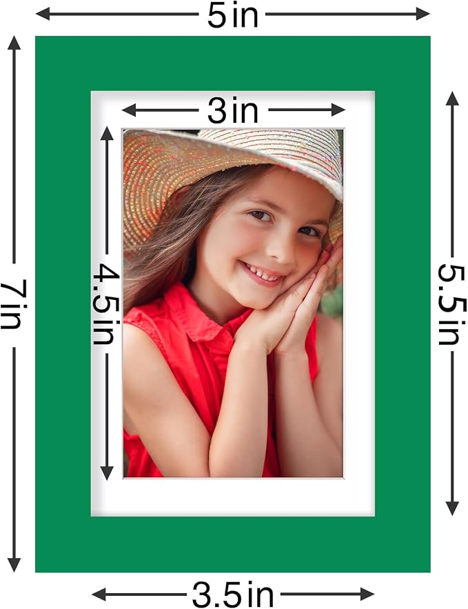 Vittanly 4x6 Picture Frames Set of 9 for Wall or Tabletop Display, Green | Display Pictures 3.5x5 with Mat or 4x6 without Mat, Small Photo Frames, Engineered Wood with Shatter Resistant Plexiglass