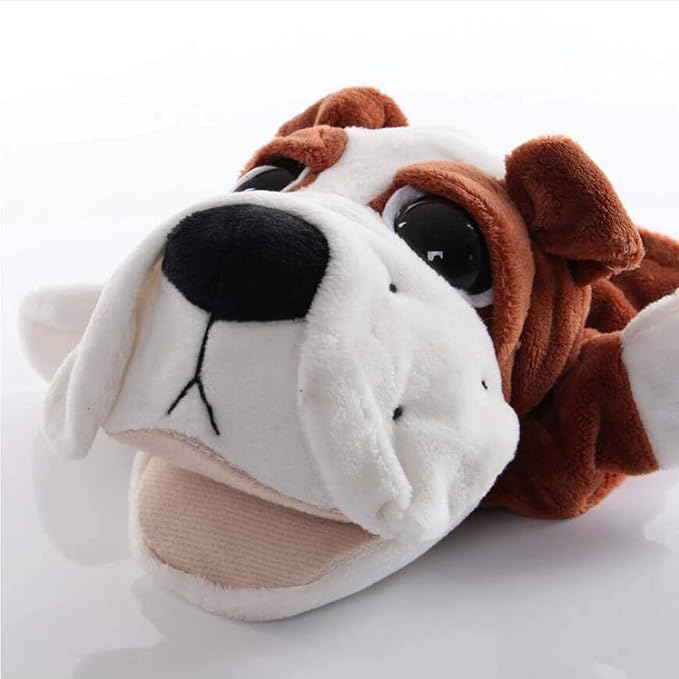 Plush Dog Puppy Open Mouth Hand Puppets Animal Toys Imaginative Pretend Play Storytelling