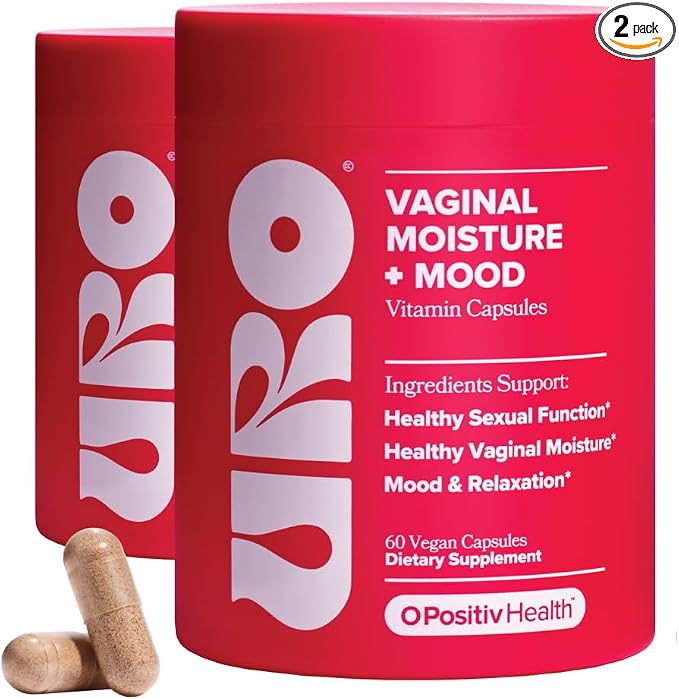 O Positiv URO Vaginal Moisture & Mood – Formulated to Support Vaginal Moisture, Mood & Relaxation – with KSM-66® Ashwagandha, Ginkgo Biloba, Mucuna pruriens, and GABA – 30 Servings (2-Pack)