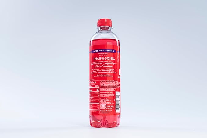 neuroSONIC | Superfruit Infusion | Functional Beverage for Focused Energy, Lightly Carbonated, Vegan & Low Sugar; 16.9 Fl Oz (Pack of 12)