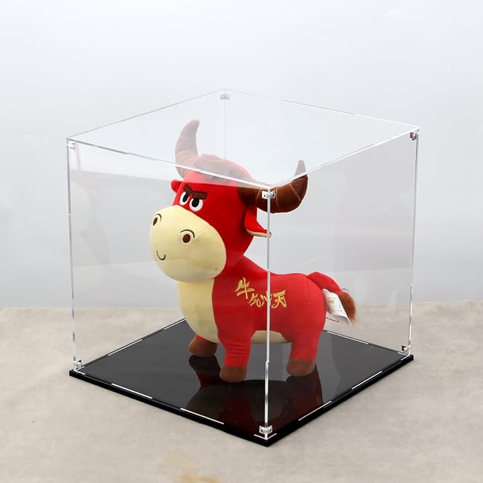13 Inch Clear Self Assembly Acrylic Display Case, Clear Cube Counter Tops Box Dustproof Protection Showcase, Display Box Storage Holder for Figurine Large Collectibles Basketball Memorabilia