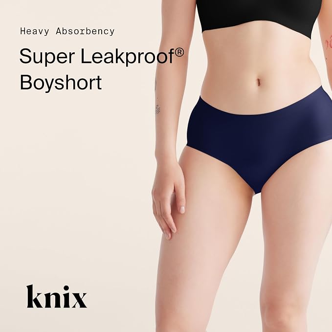 KNIX Women Leakproof Period Underwear Boyshort – Heavy Flow Protection, Absorbs 4–7 Super Tampons