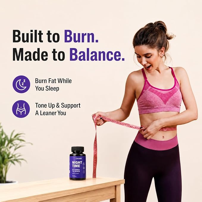 Night Time Fat Burner for Women – Weight Loss Supplement with Green Tea, Appetite Suppressant & Metabolism Booster Support, Nighttime Wellness – 60 Capsules