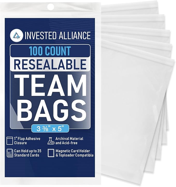 Invested Alliance Resealable Set Team Bags for Trading Cards | Ultra, TCG, Baseball, Sports Card Team Bags Sleeves. Fits Top loaders, Magnetic & Semi Rigid Holders. High Clarity Sleeves.