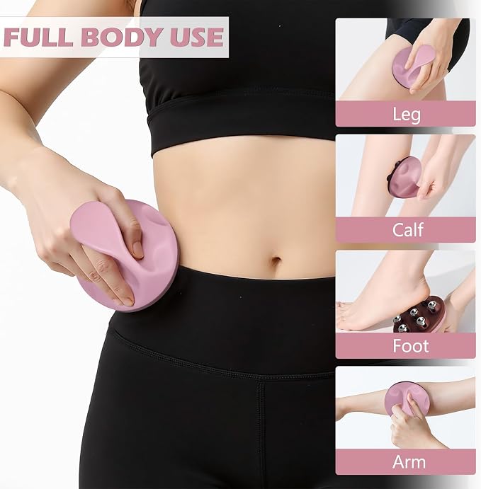 Lymphatic Massage Roller for Cellulite Remover Body Sculpting - Handheld Cellulite Massage Tool for Body Bloat Blood Circulation Lymphatic Drainage Pink