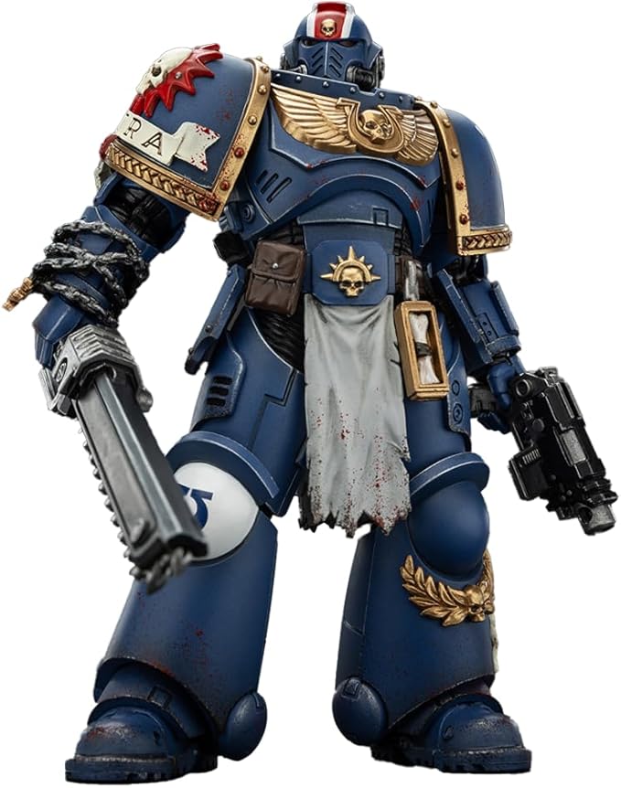 JOYTOY 1/18 Action Figure Warhammer 40,000 Ultramarines Brother Chairon-Sergeant Gadriel-Lieutenant Titus-Collectors Edition 3PCS Collection Model Birthday Gifts