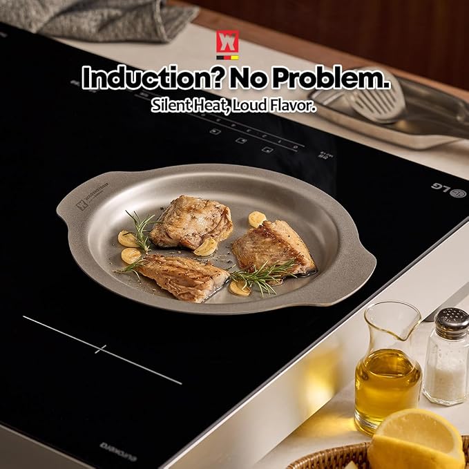 WAGENSTEIGER 3-Ply Stainless Steel Multi-Purpose Cooking & Serving Plate Pan Set | Oven & Induction Safe | Bake, Fry, Serve & Tray | 16cm / 18cm / 20cm Stackable Design (7.09" / 18cm)