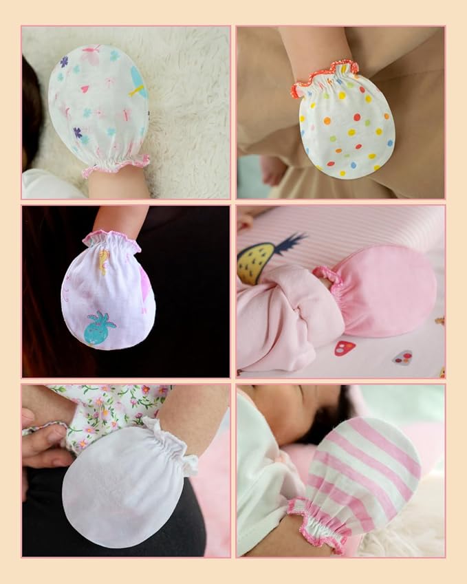 RATIVE Baby Mittens Newborn No Scratch Gloves, Organic Cotton Infant Mittens for Baby Boy & Girl, 0-6 Months
