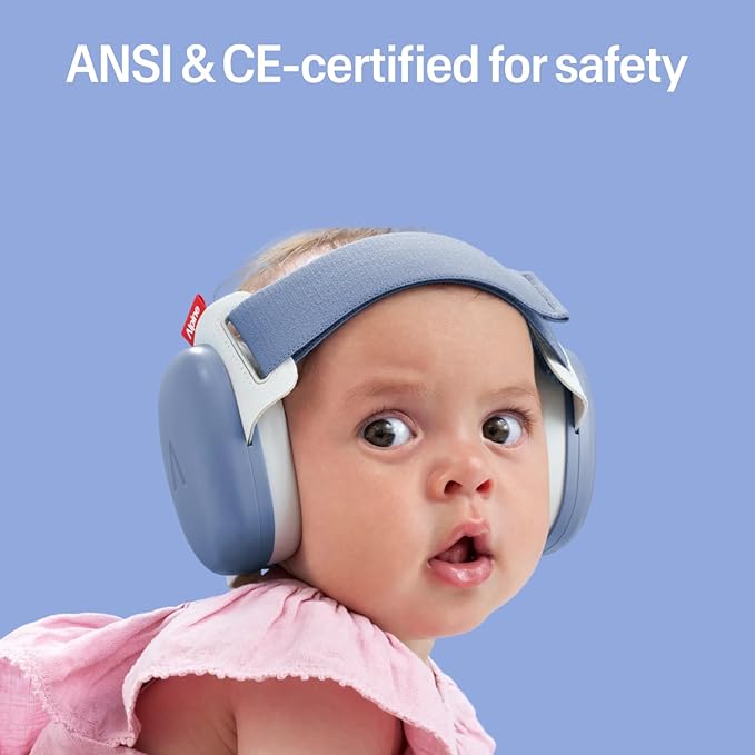 Alpine Muffy Baby Comfort - Protects Hearing for Babies and Toddlers - CE & ANSI Certified - Headband for Safe fit & Comfort - Adjustable for Ages 3-48 Months - 24dB Sound Reduction, Denim