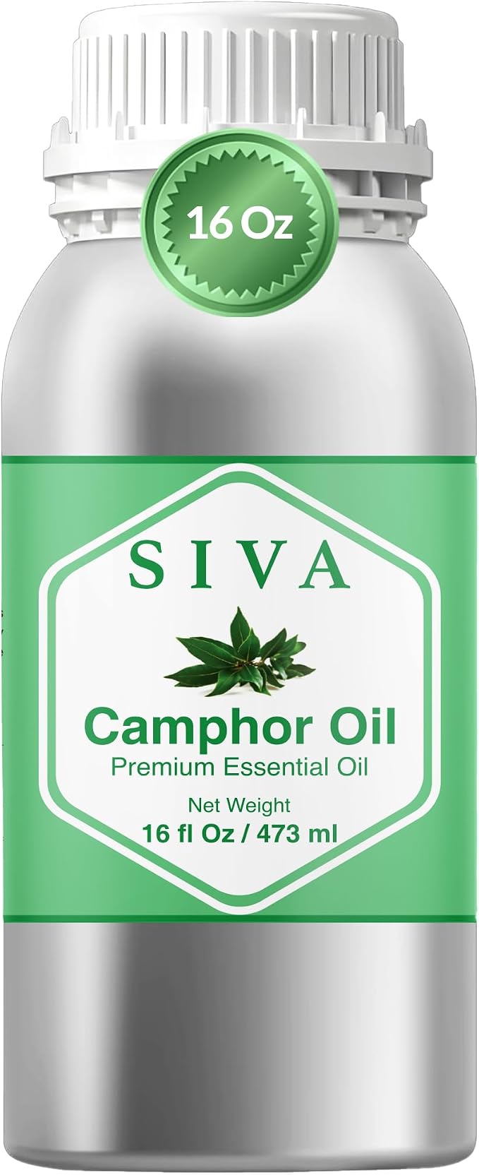 Siva Camphor Essential Oil 16 Fl Oz – for Diffuser, Skin & Hair Care – Ideal for Massage & DIY Blends