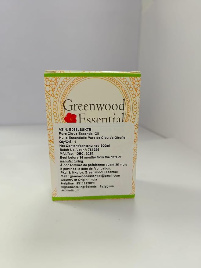 Greenwood Essential Pure Clove Essential Oil (Syzygium aromaticum) Steam Distilled 300ml (10 oz)