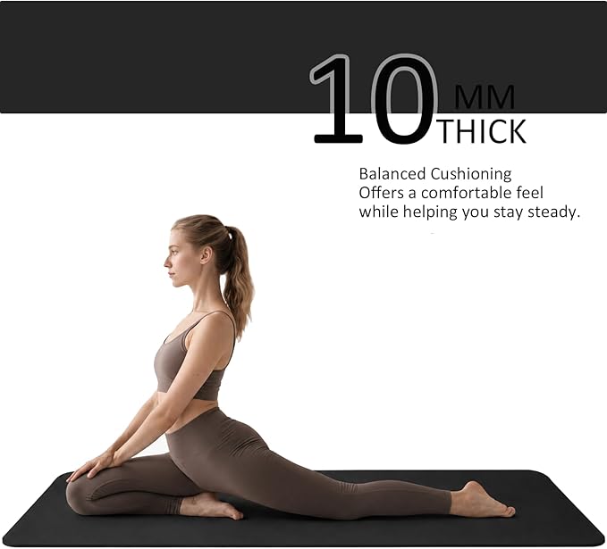 Thick and Wide Yoga Mat 72''x24''/35''(8mm/10mm) for Women and Men, Durable & Cushioned Yoga Mat with Carrying Strap for Pilates, Stretching and Home Workout