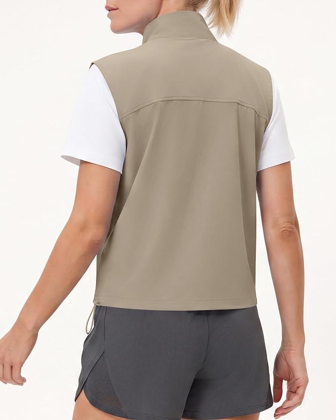 Women's Lightweight Running Vest Stand Collar Zip Up Summer Waistcoat Sleeveless Jacket for Golf Hiking Travel